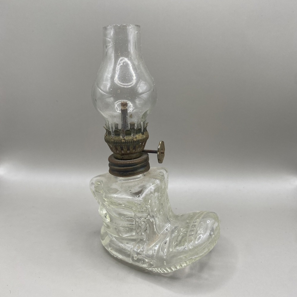 Vintage Miniature Glass Oil Lamp‎ Boot Made in Hong Kong